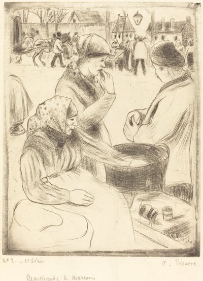 Chestnut Vendors Marchands de marrons, 1878年。 作者 卡米尔·毕沙罗