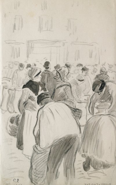 蓬图瓦兹市场的构图研究，1881年 作者 卡米尔·毕沙罗