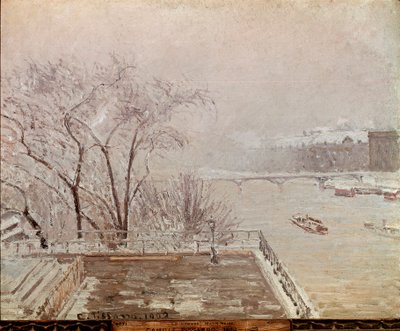 卢浮宫的早晨，雪景。 卡米尔·毕沙罗 (Camille Pissarro) (1830-1903) 的画作，1902 年。布面油画。 尺寸：65x81cm。 伦敦，国家美术馆 作者 卡米尔·雅各布·毕沙罗