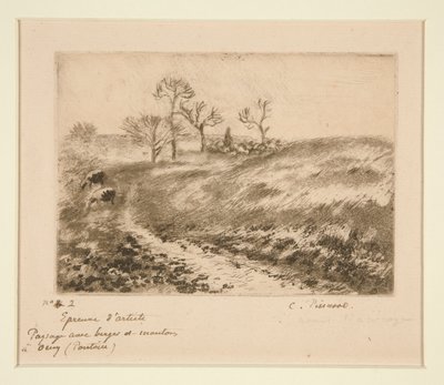 Paysage avec berger et moutons, Osny（牧羊人与绵羊的风景，奥斯尼） 作者 卡米尔·毕沙罗