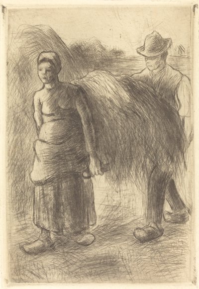 搬运干草的农民 Paysans portant du foin, 1900. 作者 卡米尔·毕沙罗
