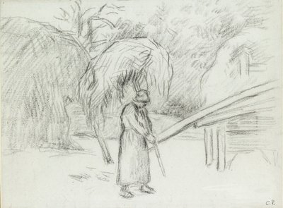 在福柯的农田里搬运干草的女农民的研究，约1875年 作者 卡米尔·毕沙罗