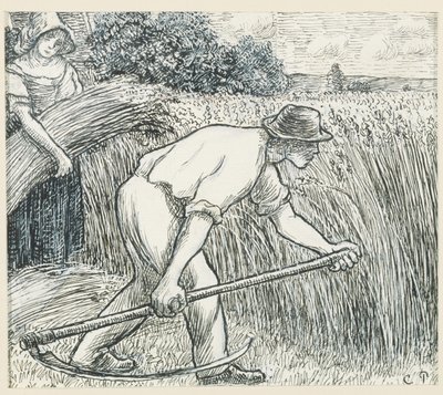丰收年，约1895年（钢笔和墨水，纸上含铅白色水粉画） 作者 卡米尔·雅各布·毕沙罗