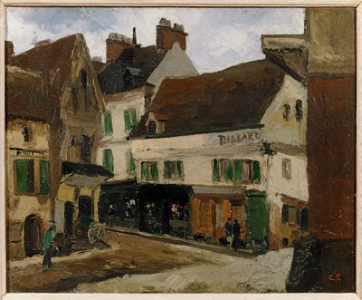 Une place a la Roche-Guyon - La Roche-Guyon 的市政广场......（布面油画） 作者 卡米尔·毕沙罗