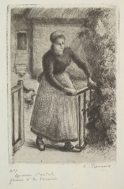 大门口的女人，1889年。 作者 卡米尔·雅各布·毕沙罗