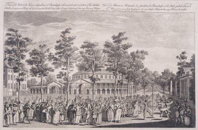 圆形大厅的视图，Ranelagh House，在庆祝威尔士亲王的生日，1751年5月24日，由帕尔雕刻 作者 卡纳莱蒂