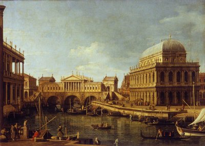 帕拉迪奥建筑的随想曲，1757-1759年 作者 Canaletto