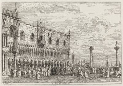 La Piera del Bando.V.[右下角]。 作者 Canaletto