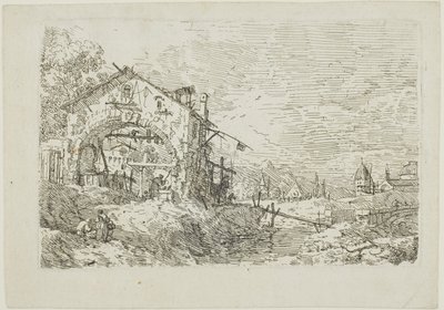 井边女人的风景，选自《Vedute 作者 卡纳莱托