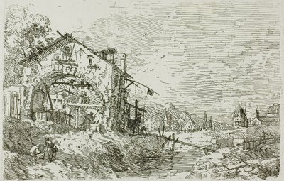 井边女人的风景，选自《Vedute 作者 卡纳莱托