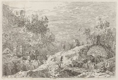 有五座桥的山景，约1735-1746。 作者 卡纳莱托