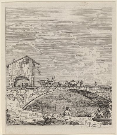 马车过桥》，约1735-1746。 作者 卡纳莱托