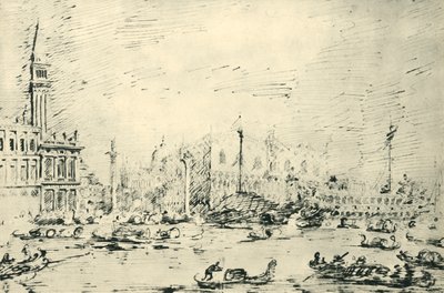 威尼斯：1943年1729年扬升之日的圣马可盆地。 作者 乔瓦尼·安东尼奥运河（Canaletto）