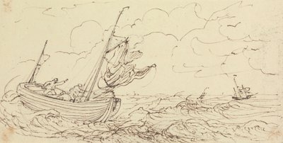 风浪中的船只素描 作者 船长托马斯黑斯廷斯