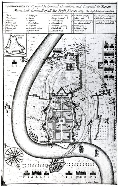 伦敦德里将军由汉密尔顿将军和康拉德罗森，由J. Sturt雕刻，1689年 作者 阿奇博尔德·麦卡洛克船长