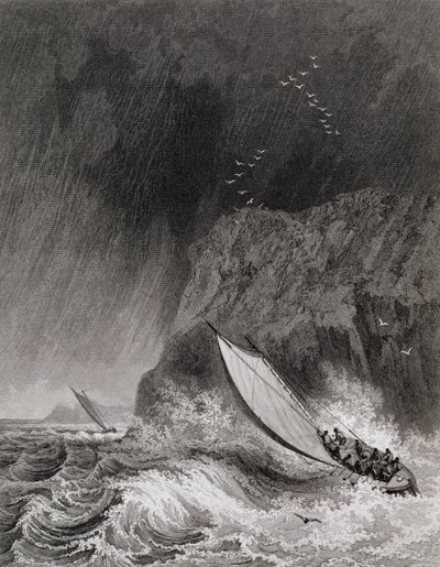 1827年8月12日，在1824年至1825年间，从大西洋到太平洋发现西北航道的第三次航行期刊，在瓦尔登岛的一场暴风雪中航行 作者 乔治·弗朗西斯·里昂上尉