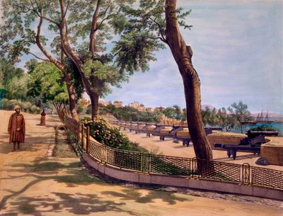 直布罗陀维多利亚电池，印刷品由TC Dibdin制作，来自&39;Select Views of the Rock and Fortress of Gibraltar&39;，1846年出版 作者 JM卡特船长