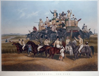猎猪：发现》，由Messrs Fores雕刻和出版，约1840年（彩色雕刻）。 作者 约翰船长（后）普拉特