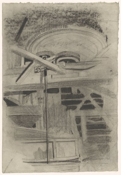具有三个齿轮的机器的一部分 作者 Carel Adolph 狮子纪念章