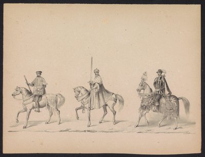 乌特勒支学生的化妆舞会，1846 年（图版 14）
1846 年 6 月 17 日，乌特勒支学生殿下举行的化装舞会的插图，表现的是 1549 年 10 月 3 日西班牙王子菲利浦二世在乌特勒支的巡游。 作者 月经和最后