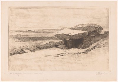 Plouharnel 附近海岸的 Rondossec 支石墓 作者 Carel Nicolaas Storm van 的 Gravesande （有艺术家签名）