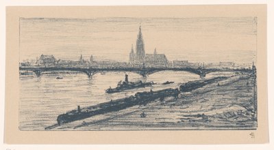 美因河畔法兰克福景观 作者 Carel Nicolaas Storm van 的 Gravesande （有艺术家签名）