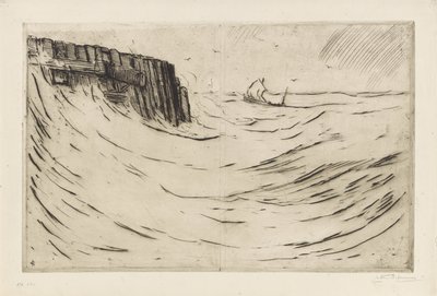 弗利辛根码头 作者 Carel Nicolaas Storm van 的 Gravesande （有艺术家签名）
