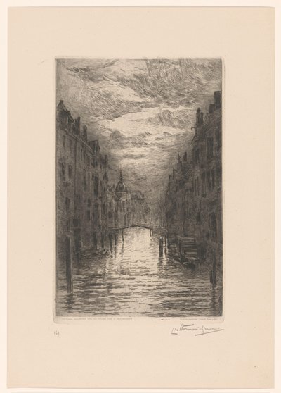 运河在多德雷赫特晚上 多德雷赫特。 Canal, effet de soir（原标题） 作者 Carel Nicolaas Storm van 的 Gravesande （有艺术家签名）