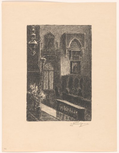 威尼斯教堂内部 作者 Carel Nicolaas Storm van 的 Gravesande （有艺术家签名）
