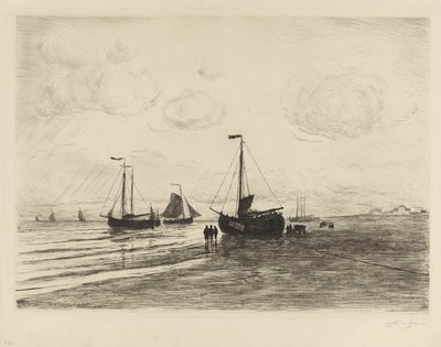 卡特维克附近的海滩 作者 Carel Nicolaas Storm van 的 Gravesande （有艺术家签名）