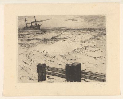 海上轮船 作者 Carel Nicolaas Storm van 的 Gravesande （有艺术家签名）