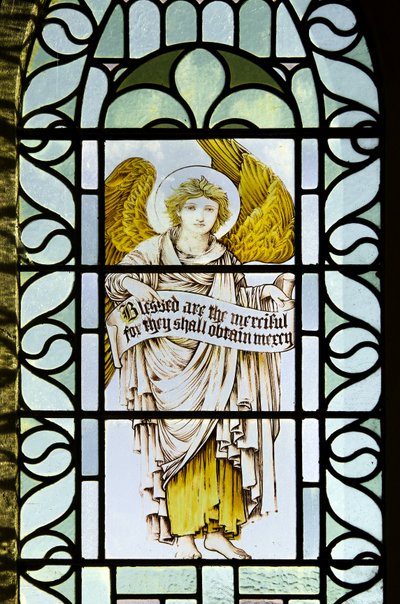Betws Bledrws，St Bledrws，Shrigley＆Hunt（1873-1982），Carl Almquist，Angel With Scroll，1887 作者 卡尔·阿尔姆奎斯特