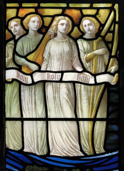 Grappenhall，St Wilfrids，Shrigley＆Hunt（1873-1982），Carl Almquist，The Worship of The Lamb，天使音乐家，1886 作者 卡尔·阿尔姆奎斯特