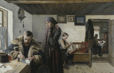 医生家访》，卡尔-阿斯佩林（1857-1932 年）创作。布面油画。尺寸：137.5x212 厘米。斯德哥尔摩国家博物馆 作者 卡尔·阿斯佩林