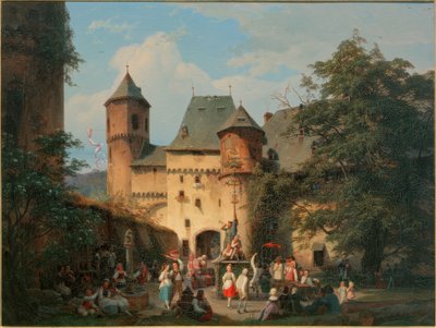 城堡前院的节日场景 作者 卡尔·恩格尔·冯·拉贝瑙