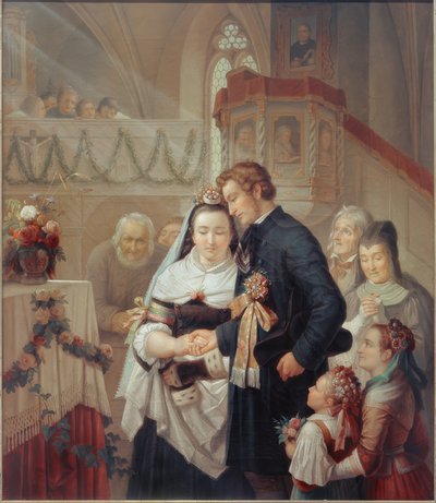 在隆多夫教堂举行的婚礼仪式 作者 卡尔·恩格尔·冯·拉贝瑙