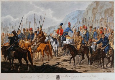 俄罗斯哥萨克人在三月，约1800年。   作者 Carl Ernst Christoph Hess