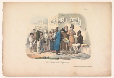 那不勒斯的书商摊位
Le bouquiniste Napolitain（物品上的标题）
那不勒斯的风土人情（系列名称）
Scènes populaires de Naples en douze Tableaux（系列标题） 作者 弗朗索瓦·让·维兰