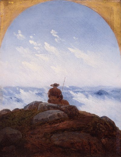 1818年，山顶上的流浪者。 作者 Carl Gustav Carus