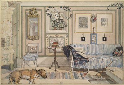 舒适的角落，来自“ A Home”系列，约1895年（纸上水彩） 作者 卡尔·拉森