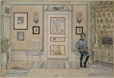 在角落里，来自A Home系列，c.1895（纸上的wc） 作者 卡尔·拉森