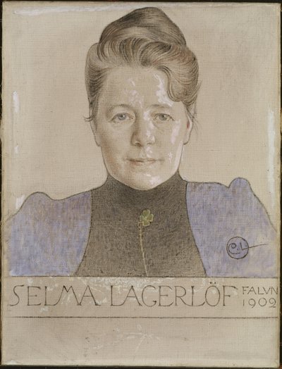塞尔玛-拉格洛夫--作家塞尔玛-拉格洛夫（1858-1940）的肖像，作者是卡尔-拉森（1853-1919）。画布上的粉笔和油画 作者 卡尔·拉森