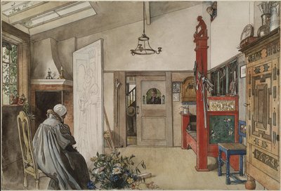 该工作室，来自A Home系列，c.1895（纸上wc） 作者 卡尔·拉森