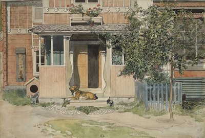 The Verandah，来自A Home series，c.1895（wc on paper） 作者 卡尔·拉森
