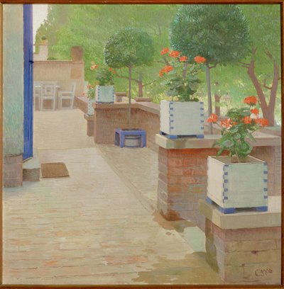Gartenterrasse - 花园露台......（布面油画） 作者 卡尔·摩尔