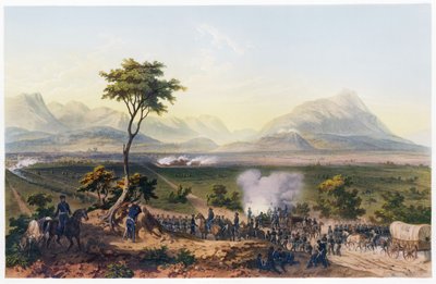 攻占蒙特雷》，选自《美国与墨西哥之间的战争》，1851 年出版（彩色石版画）。1851 年（彩色石版画） 作者 卡尔·内贝尔