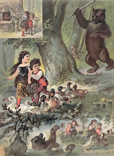 汉斯和格莱特尔在森林里，1880年 作者 卡尔·奥弗丁格