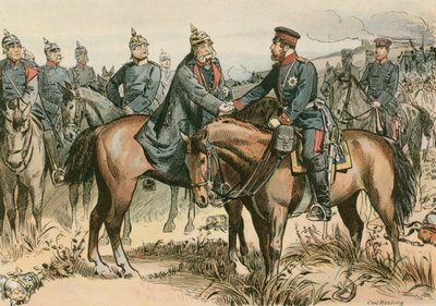 威廉一世，普鲁士国王和第一位德国皇帝（1797-1888）于1866年在Sadowa迎接他的儿子 作者 卡尔空白