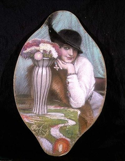 花瓶旁的女孩画像 作者 卡尔·施洛瑟（Carl Schlosser）