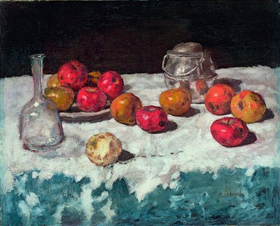 "苹果静物画 卡尔-舒赫（1886-1903 年）1889 年 布面油画 尺寸 66,2x81,6 厘米 杜塞尔多夫 Kunstpalast 博物馆 作者 卡尔·舒赫